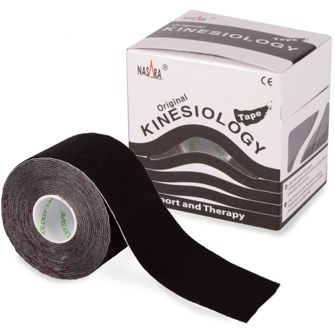 Nasara - Kinesiologie tape - Zwart - 5 meter x 5cm - doos 6 stuks - Intertaping.nl