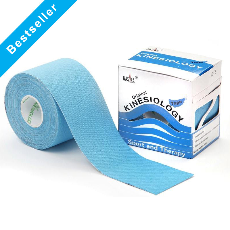 Nasara - Kinesiologie tape - Lichtblauw - 5 meter x 5cm - doos 6 stuks - Intertaping.nl