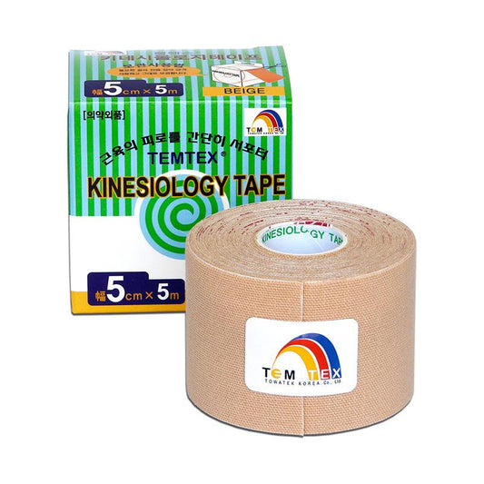 Temtex - Kinesiologie tape - Beige - 5cmx5m - doos 6 Rollen